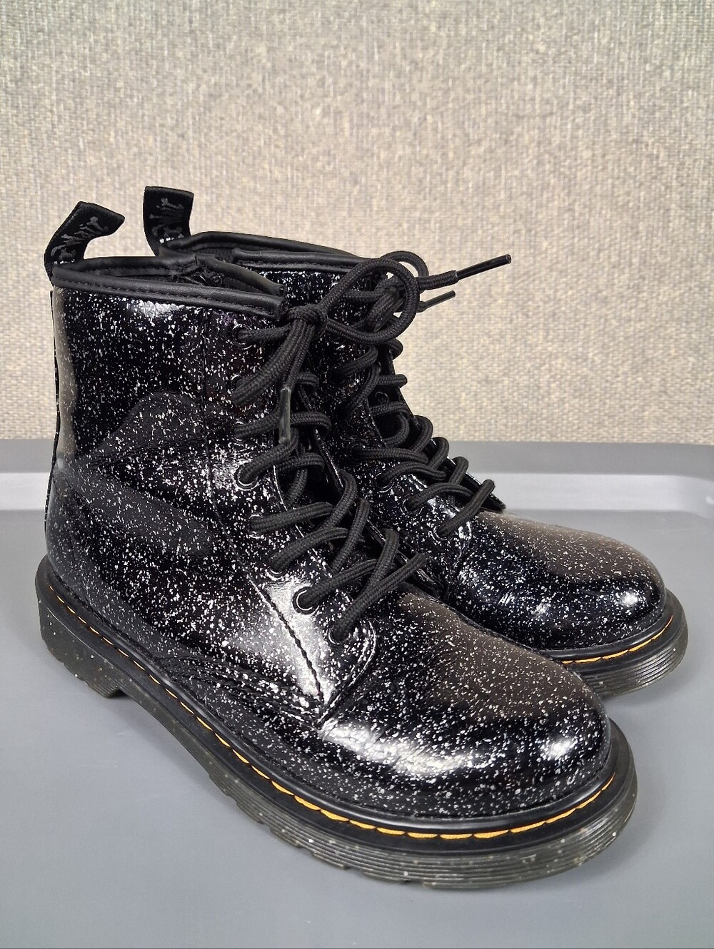 Dr. Martens Junior 1460 Boots Size 5 Cosmic Glitter Black Lace Up Combat Goth